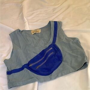Stylish Blue Crop Top with Functioning Bag